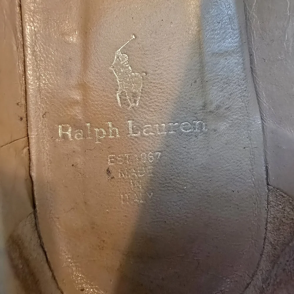 Ralph Lauren Cream Gold Detail Ballet Flats Military Nautical Coastal Preppy